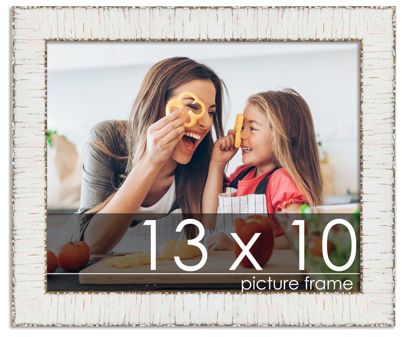 Photo Size Ornate White Picture Frame - UV Acrylic, Foam Board Backing, Hanging Hardware